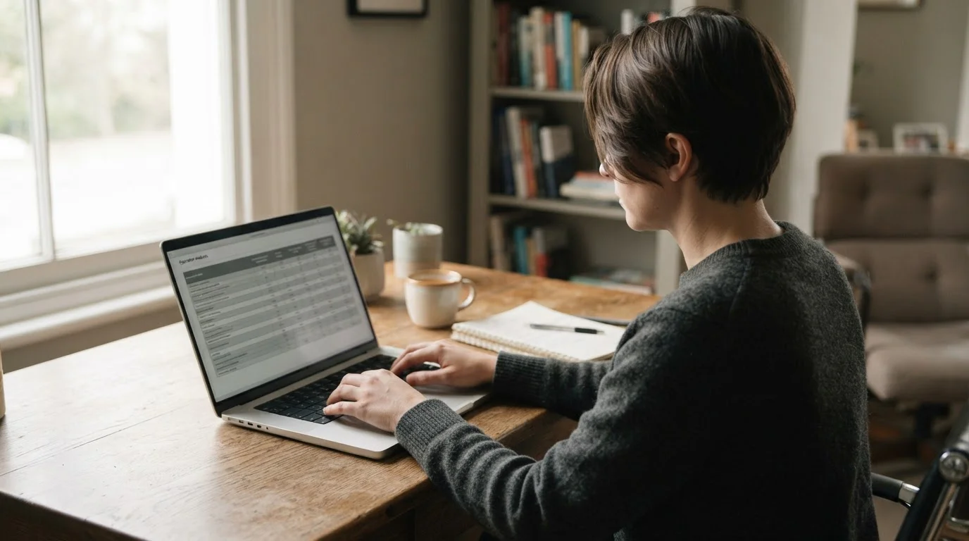 Recherche und Vergleich von Wettanbietern am Laptop