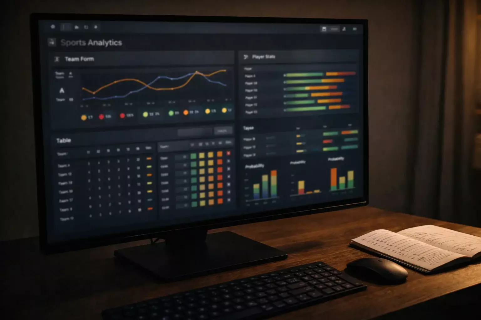 Professionelles Sportdaten-Dashboard mit Statistiken und Grafiken