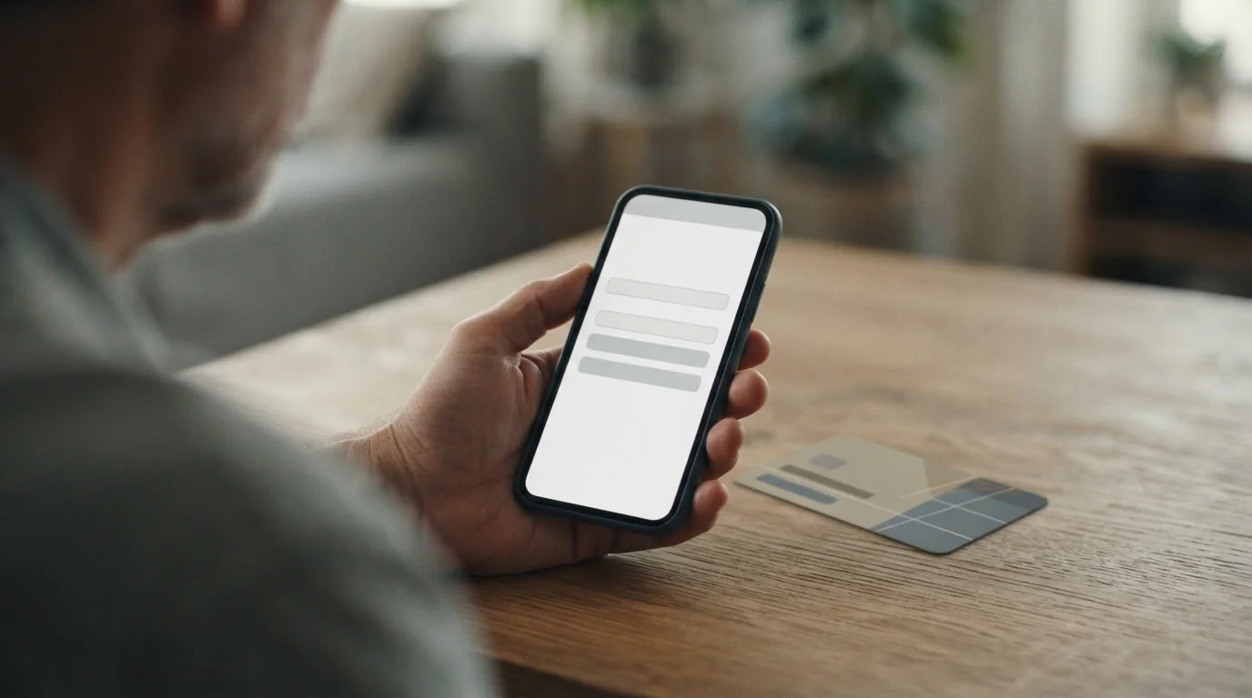 Smartphone mit Zahlungsbildschirm und Prepaid-Gutschein für Online-Transaktionen