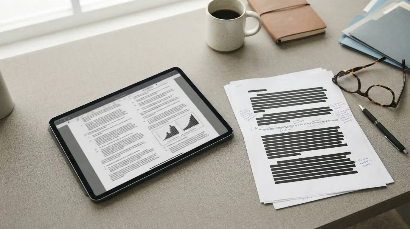 Dokumente und Tablet mit Gesetzestexten zur deutschen Glücksspielregulierung