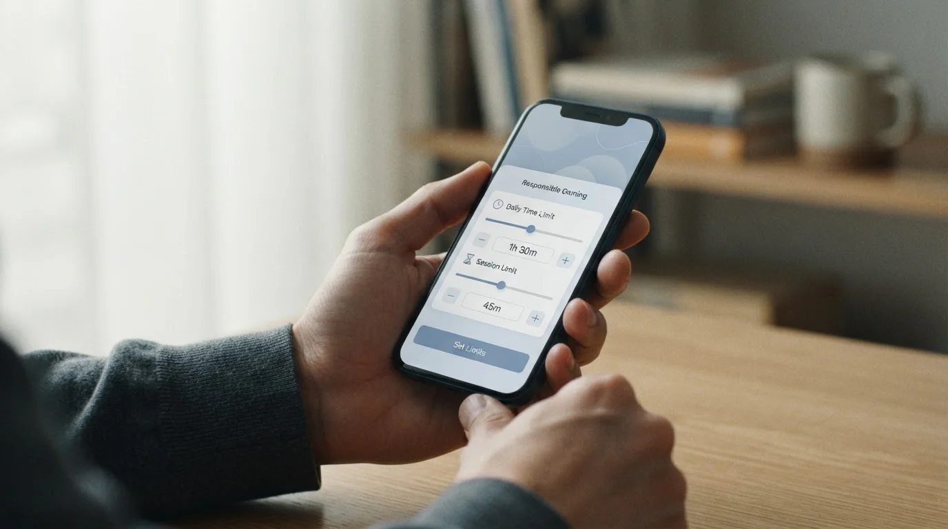 Hand setzt Limit in neutraler App-Oberfläche auf Smartphone