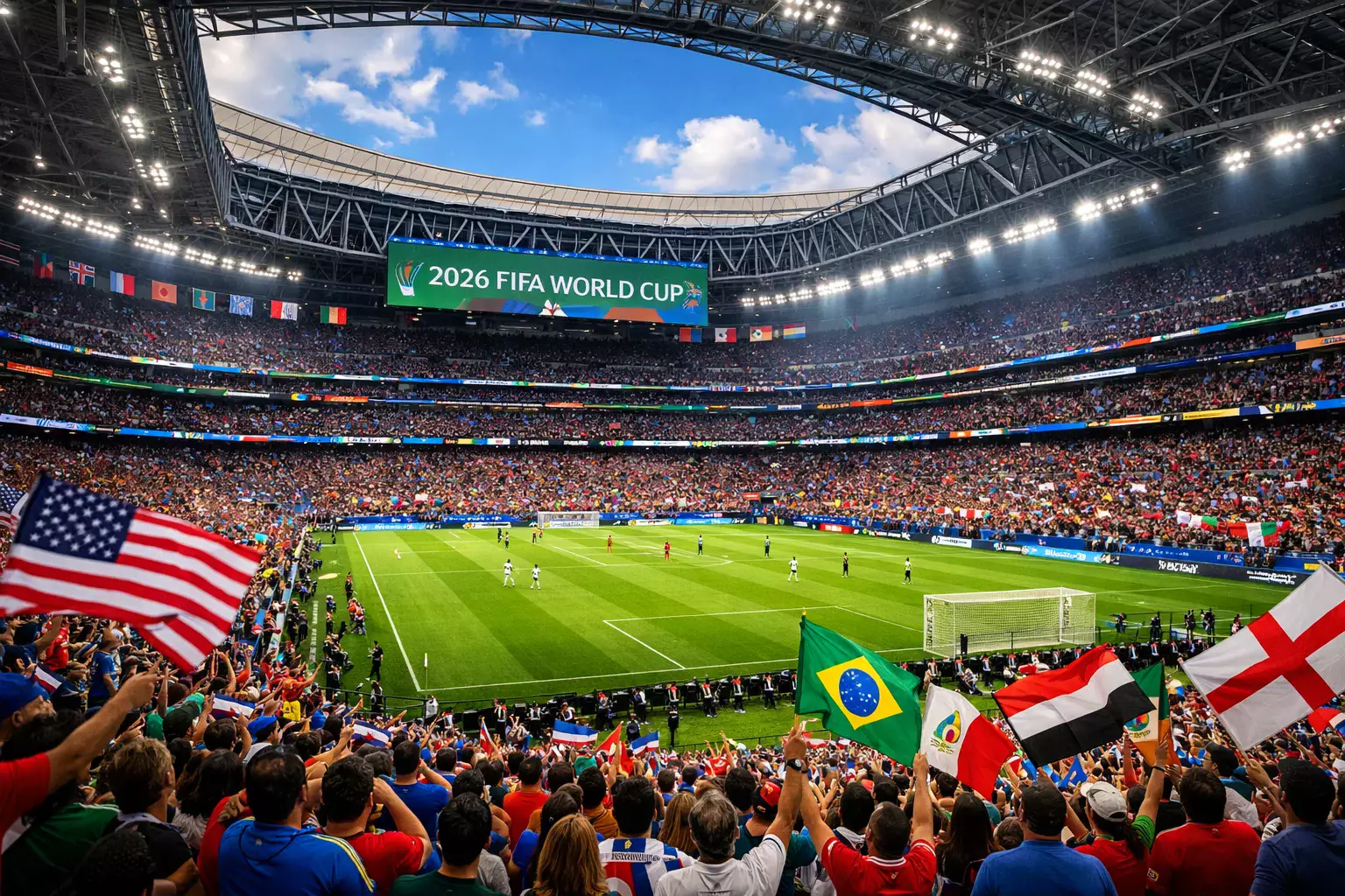 Modernes WM-Stadion in Nordamerika bei einem Länderspiel